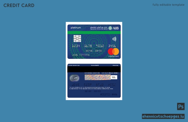 Beispielvorschau der Mastercard Platinum Islamic Card der Afghanistan International Bank